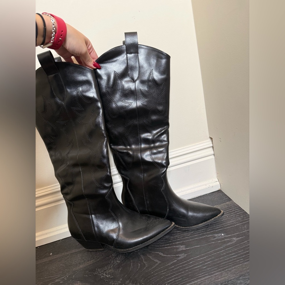 Women's Black Over-the-Knee Western Boots